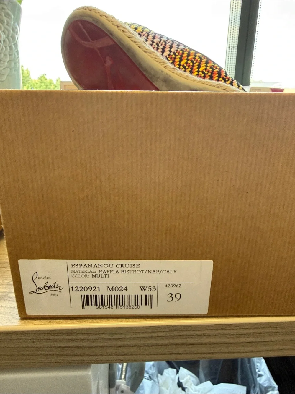 Christian Louboutin Multicolor Woven Espadrille Flats with Red Soles